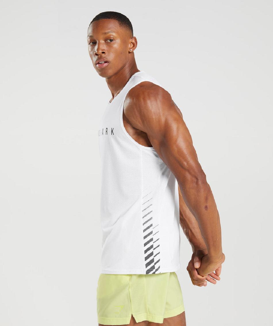 Camiseta Tirantes Gymshark Deporte Stripe Hombre Blancas | CO 3243LIS